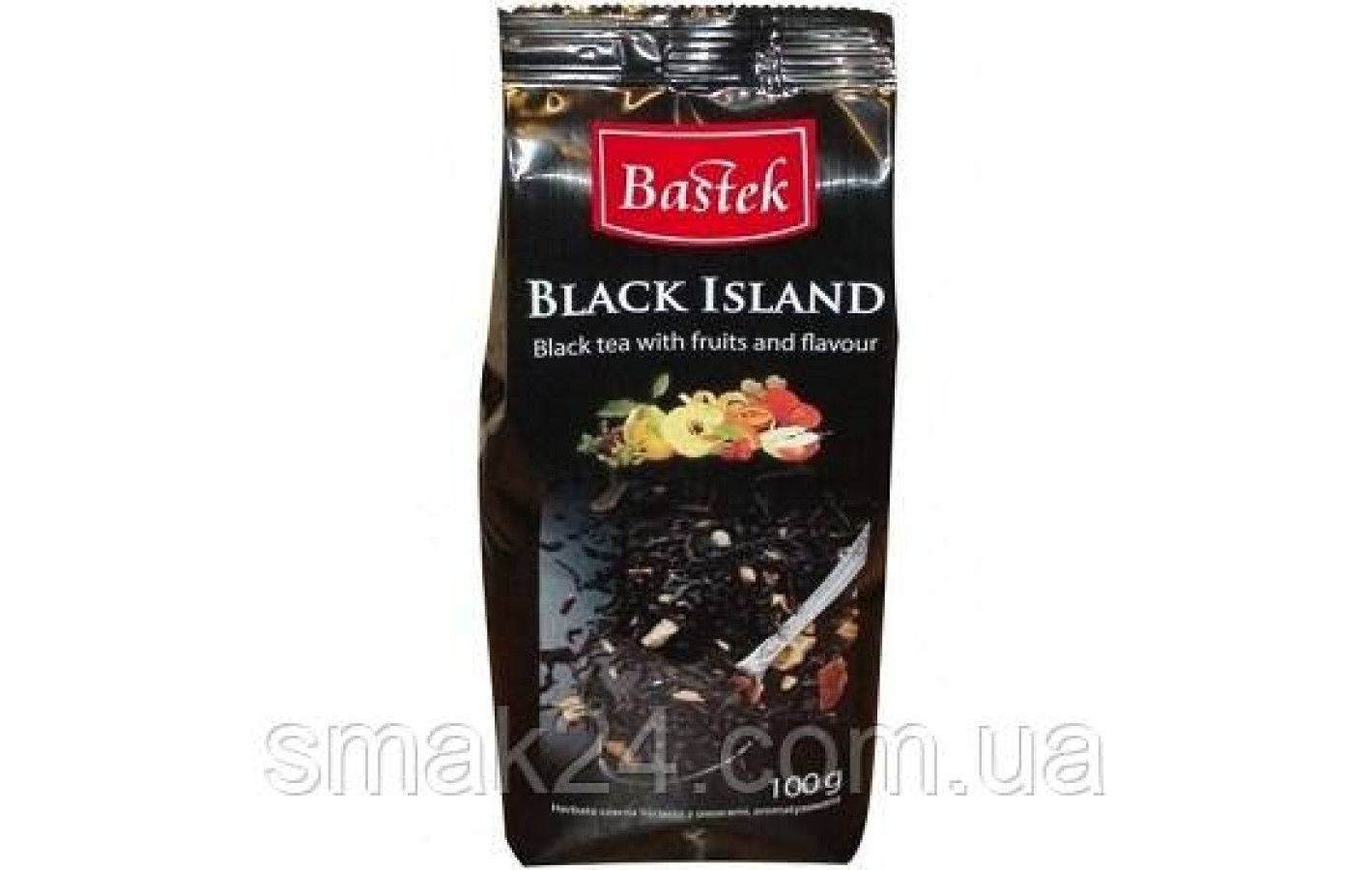 Чай черный листовой с фруктами Bastek black Island (Черный остров) с фруктами Польша 100г