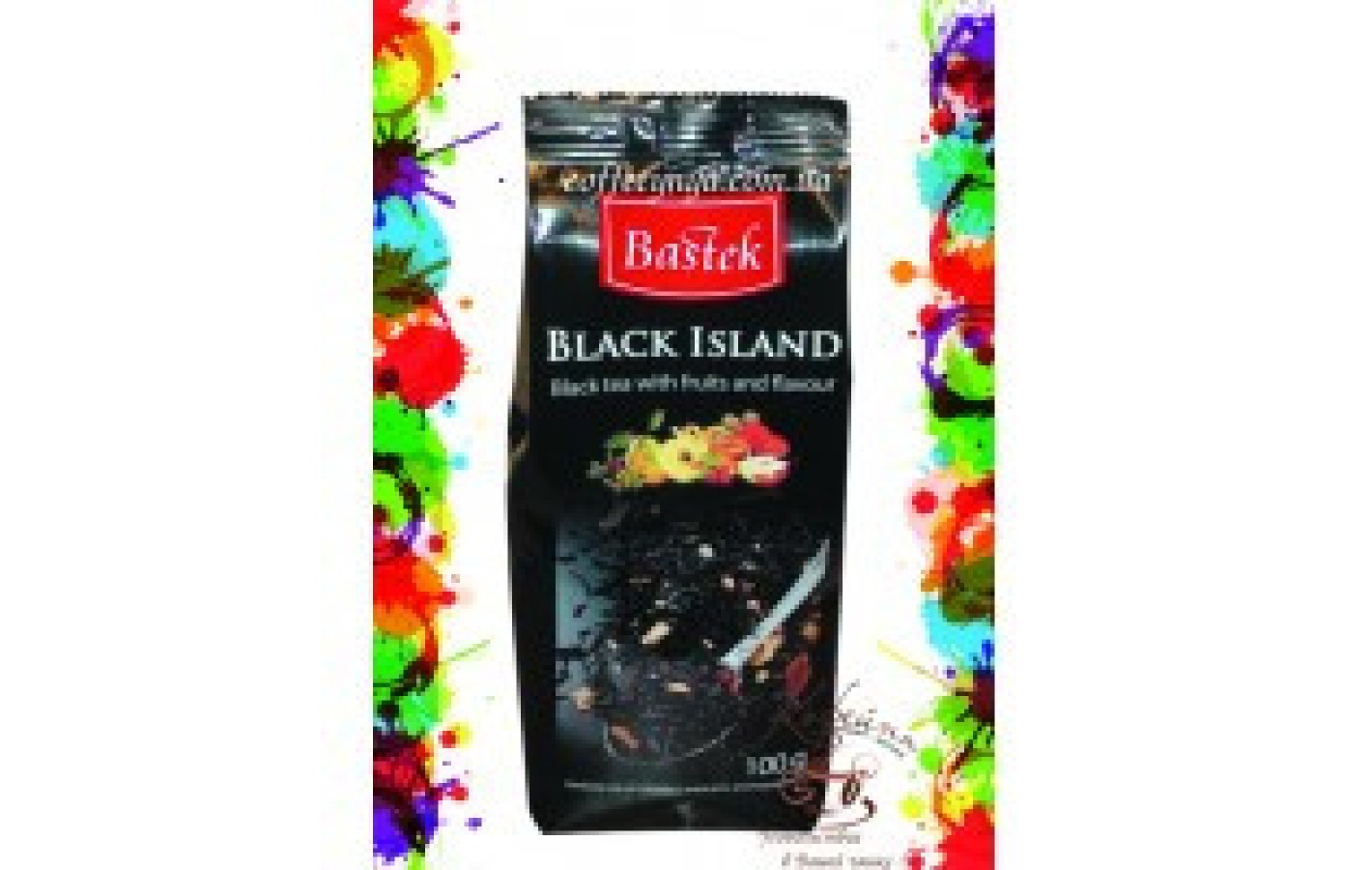 Чай черный листовой с фруктами Bastek black Island (Черный остров) с фруктами Польша 100г