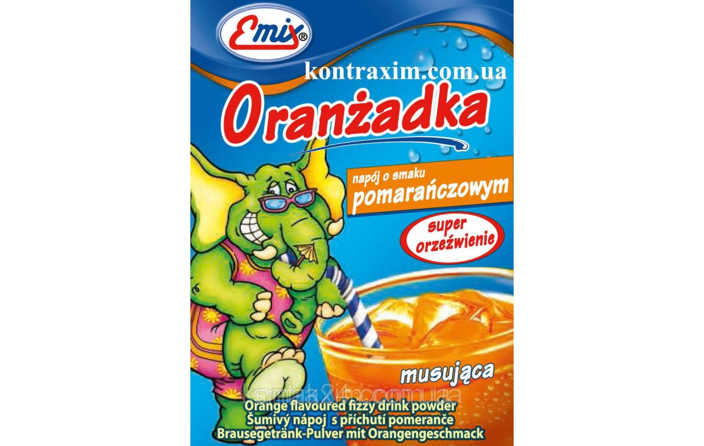 Напиток шипучий растворимый Oranzadka апельсин Emix Польша 16г