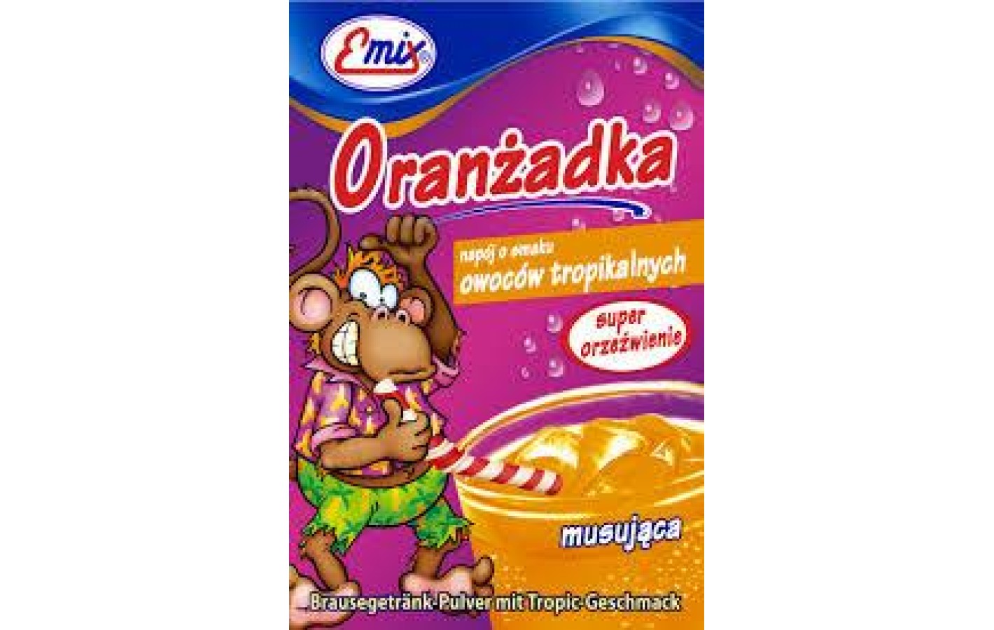Напиток шипучий растворимый Oranzadka тропические фрукты Emix Польша 16г