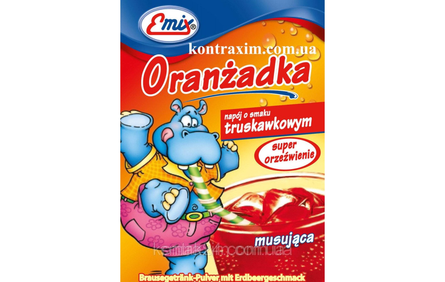 Напиток шипучий растворимый Oranzadka клубника Emix Польша 16г