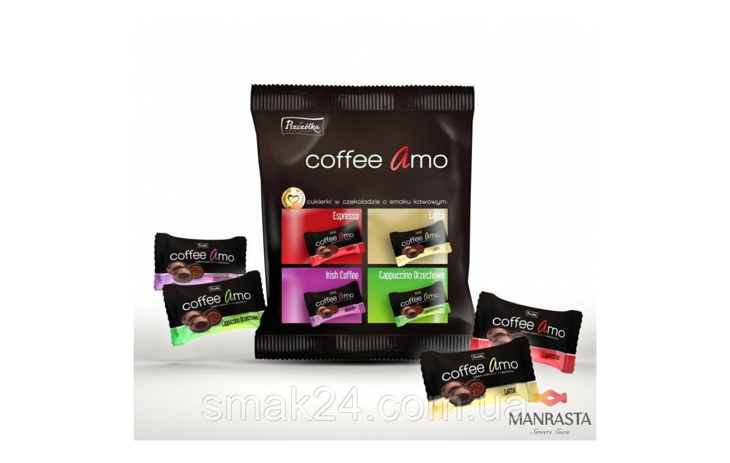 Конфеты-карамель в шоколаде 4 вкуса Coffee Amo  Польша 100г