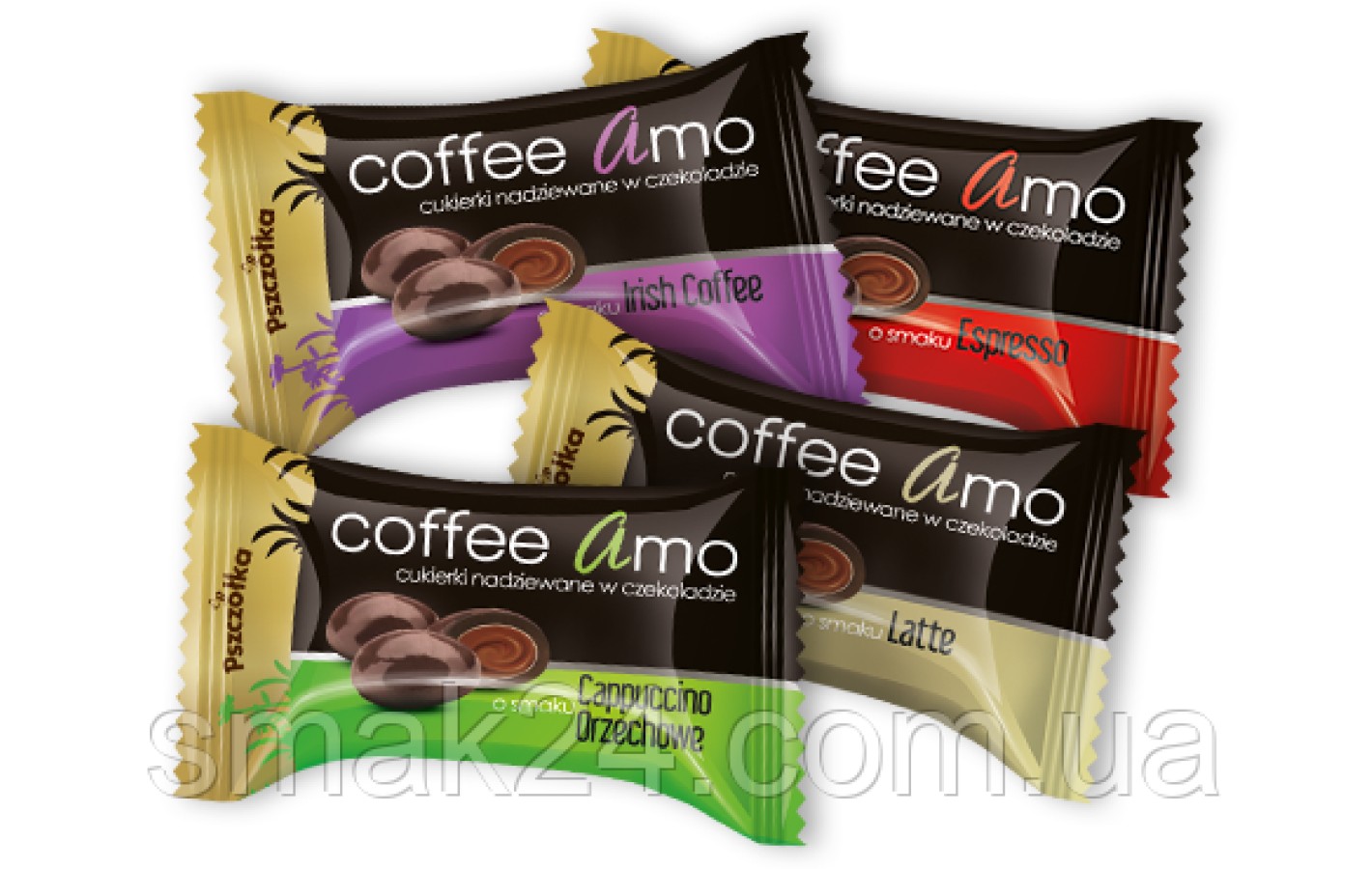 Конфеты-карамель в шоколаде 4 вкуса Coffee Amo  Польша 100г