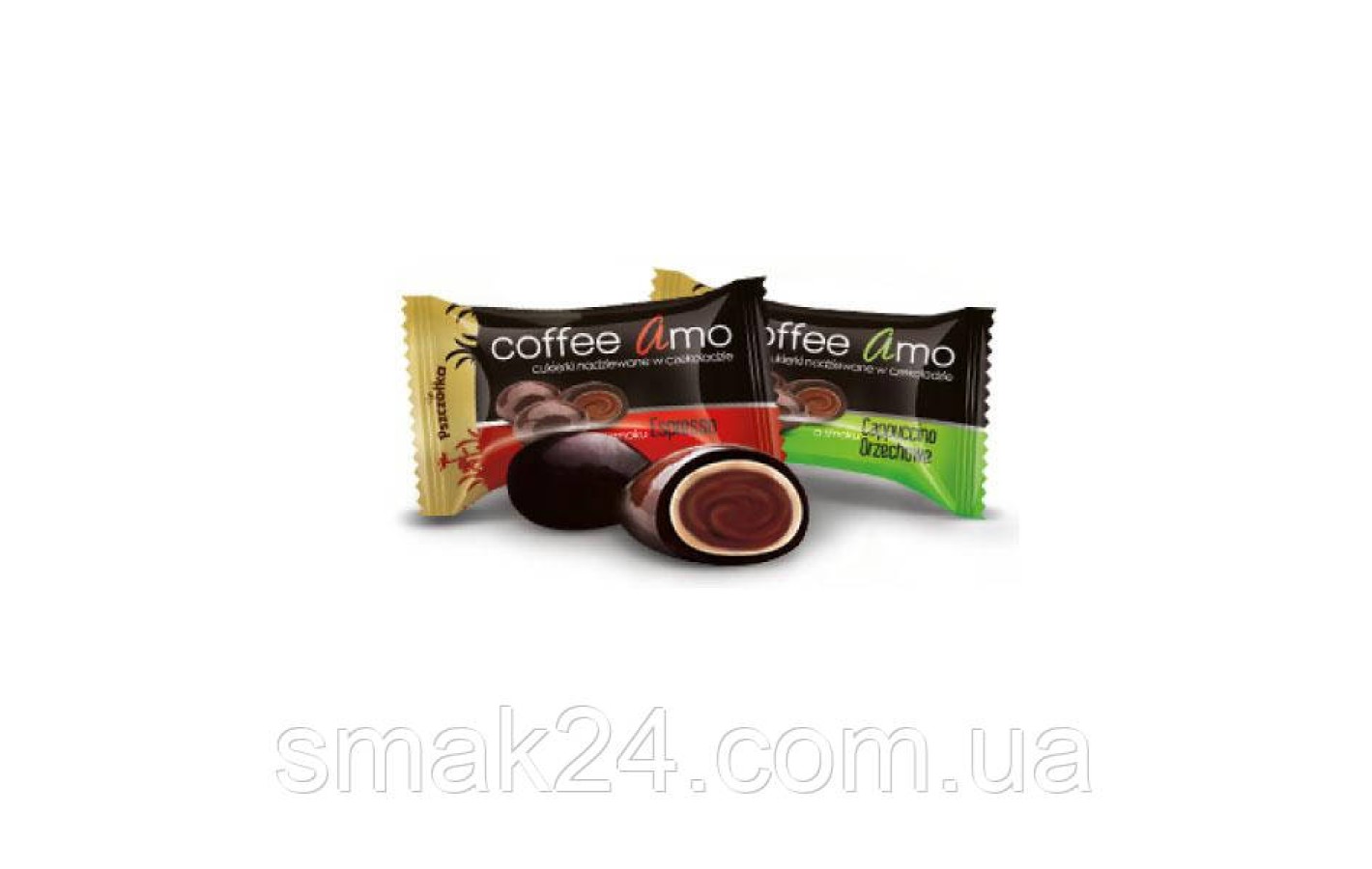 Цукерки-карамель в шоколаді 4 смаку Coffee Amo Польща 100г