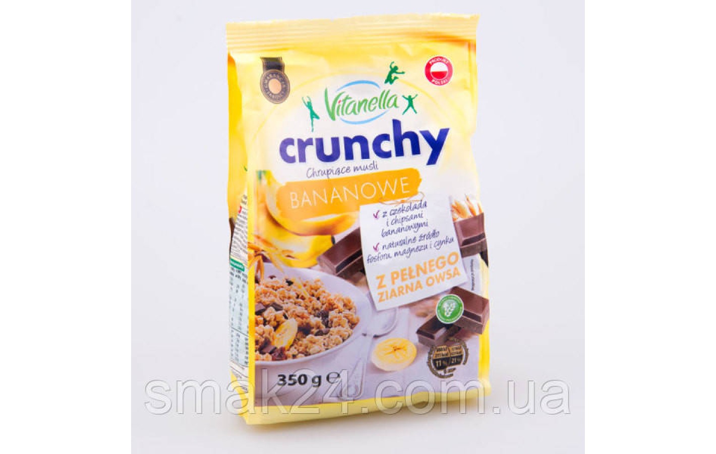 Хрусткі мюслі (Кранчі) Vitanella Crunchy з бананом і шматочками шоколаду Польща 350г