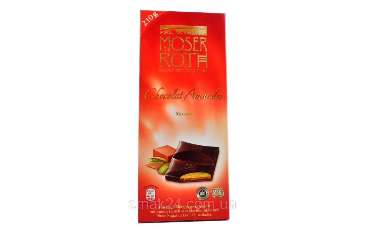 Шоколад черный Moser Roth Chocolat Amandes Mozart 210г