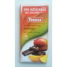 Шоколад без цукру Torras чорний зі шматочками манго Іспанія 75г