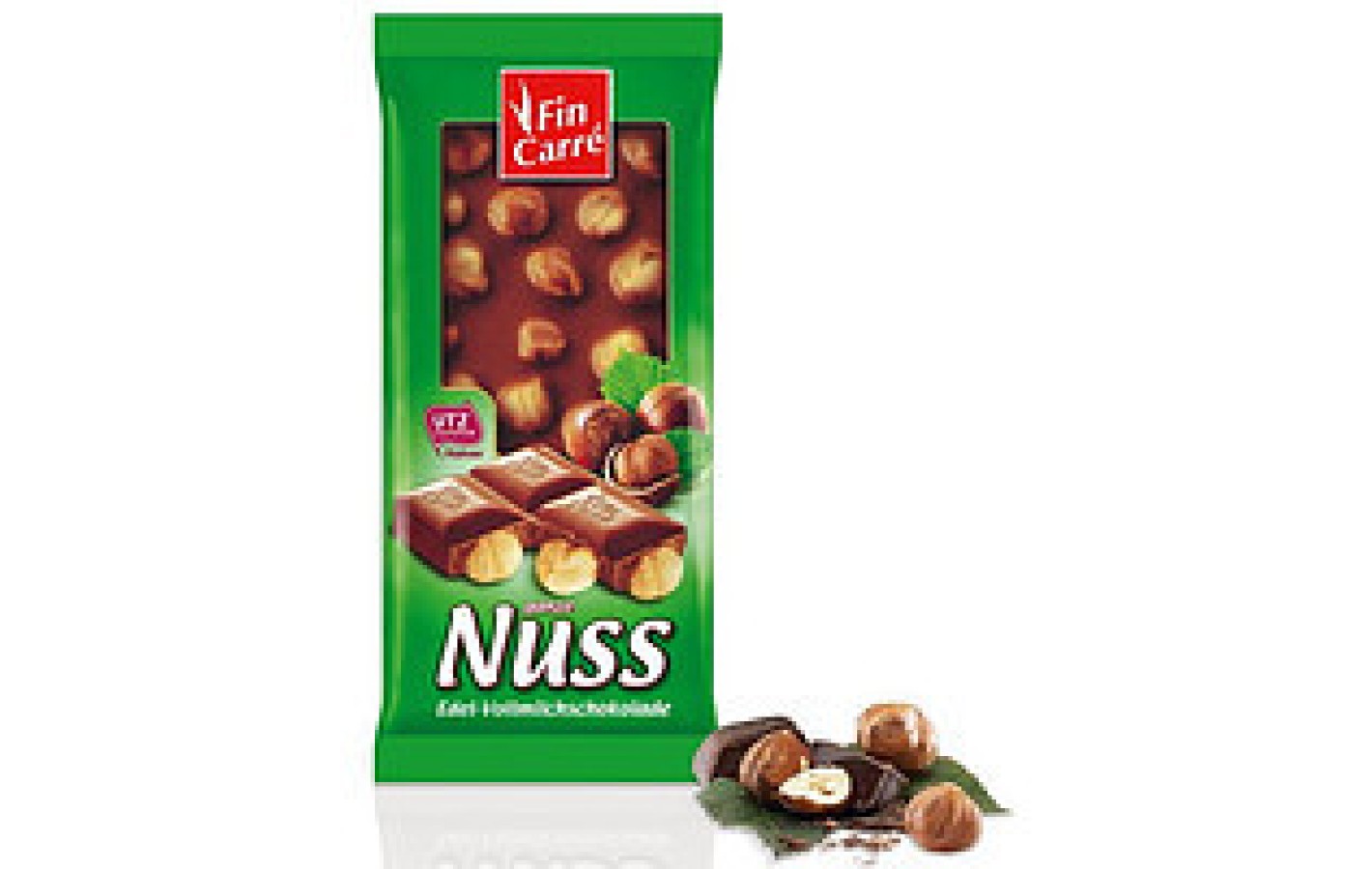 Шоколад молочный  Nut Fin Carre с цельным лесным орехом Германия 100 г