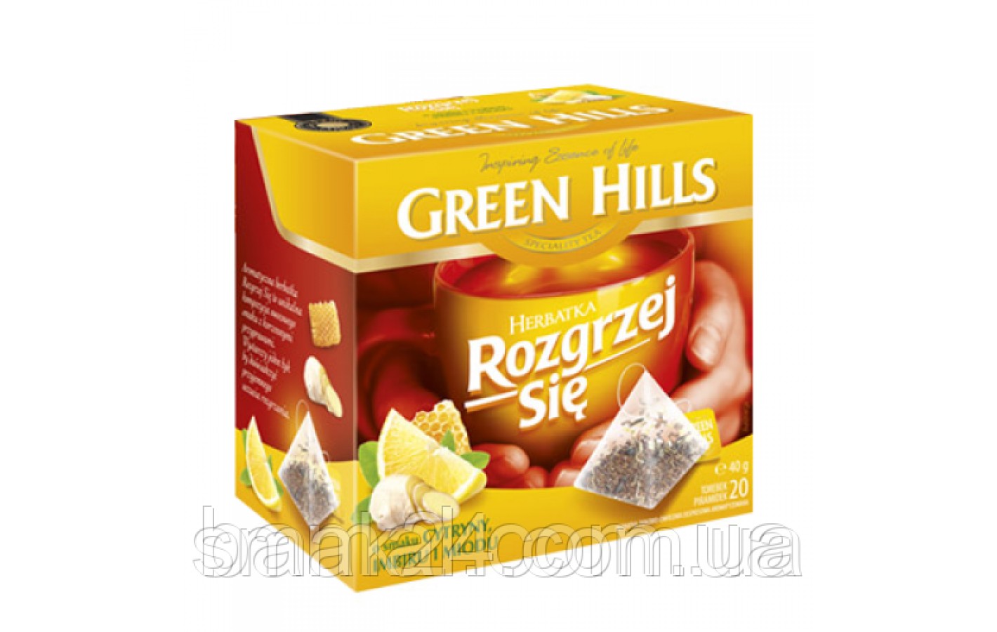 Чай черный Green Hills с лимоном, имбирем и медом 20 пирамидок  Польша