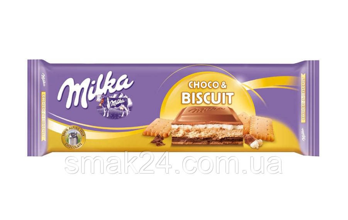 Шоколад молочный с бисквитным печеньем Milka Choco Biscuit  Швейцария 300г
