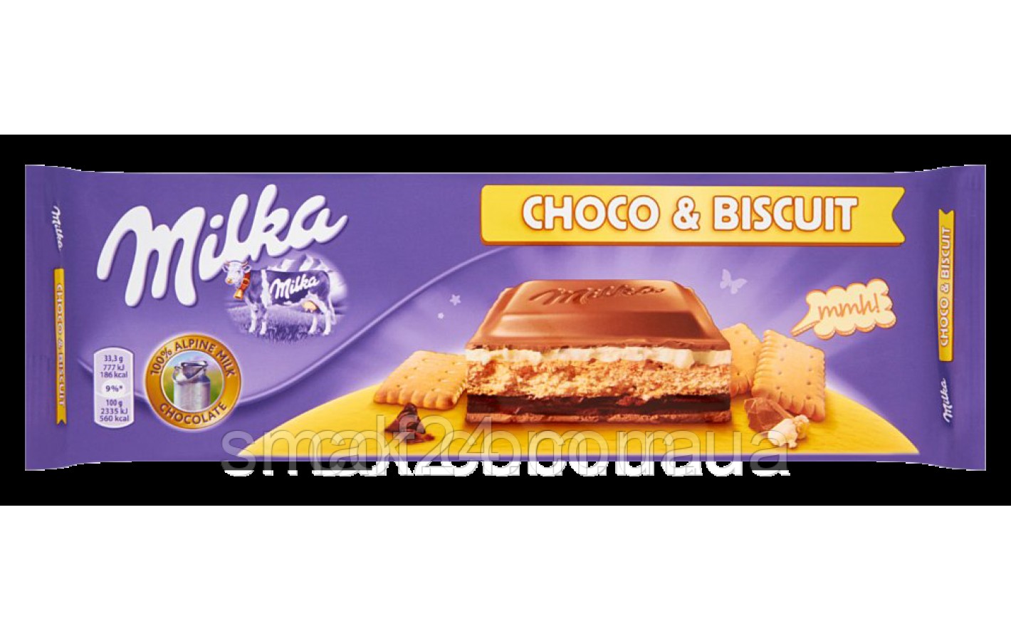 Шоколад молочный с бисквитным печеньем Milka Choco Biscuit  Швейцария 300г