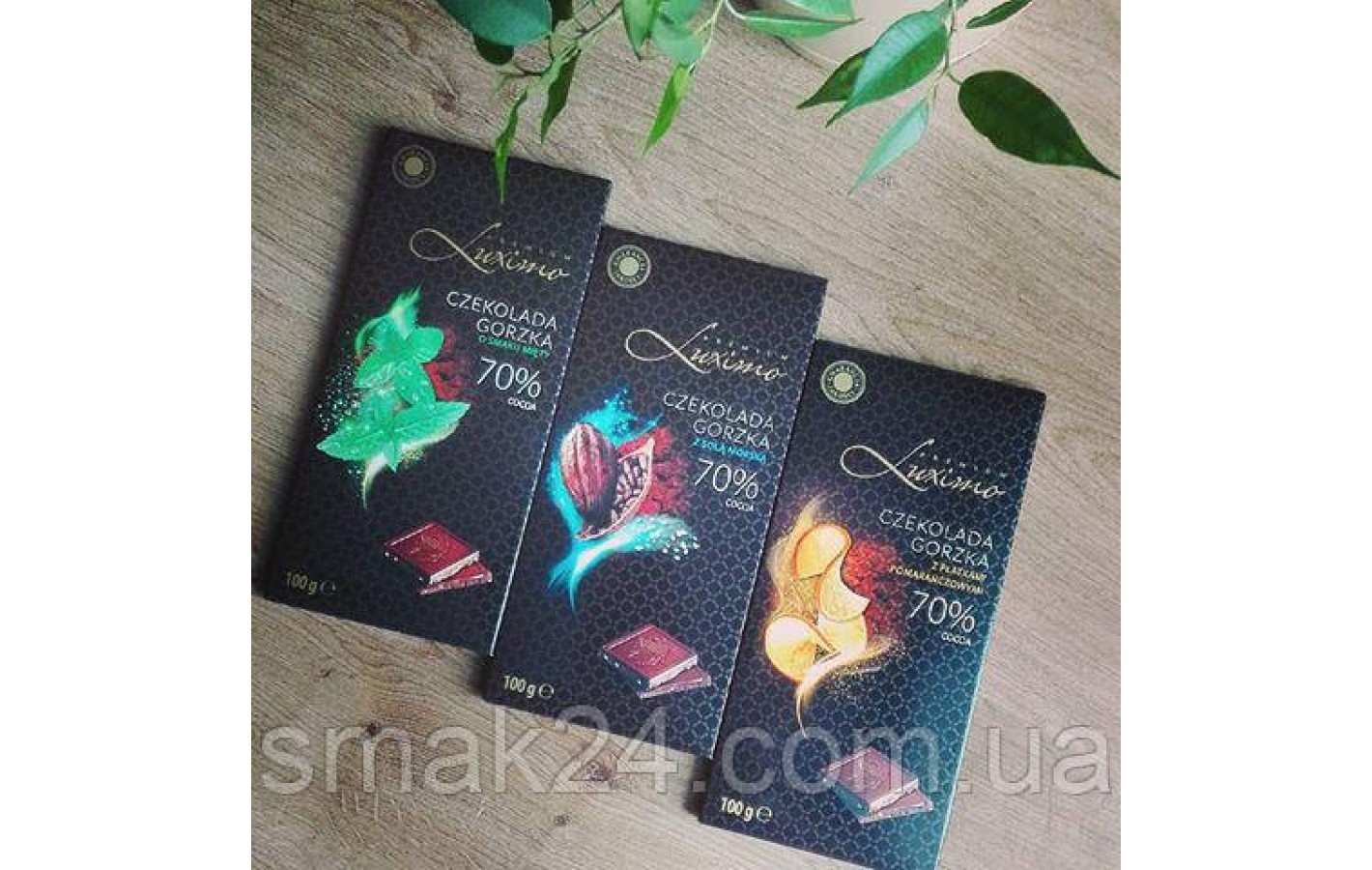 Шоколад черный Luximo Premium с мятой 70 % какао Польша 100г.