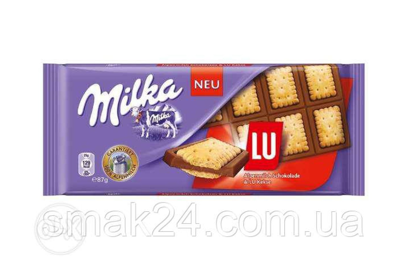 Шоколад MILKA Lu Biscuit(с бисквитным печеньем ) Швейцария 87г
