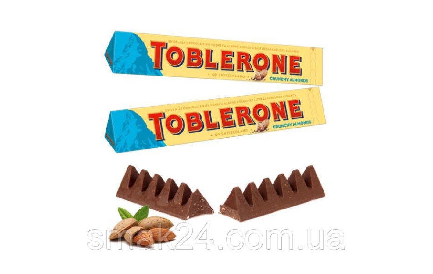 Швейцарський молочний шоколад Tobleron з медом, мигдалевою нугою і солоним карамельним мигдалем 100 г