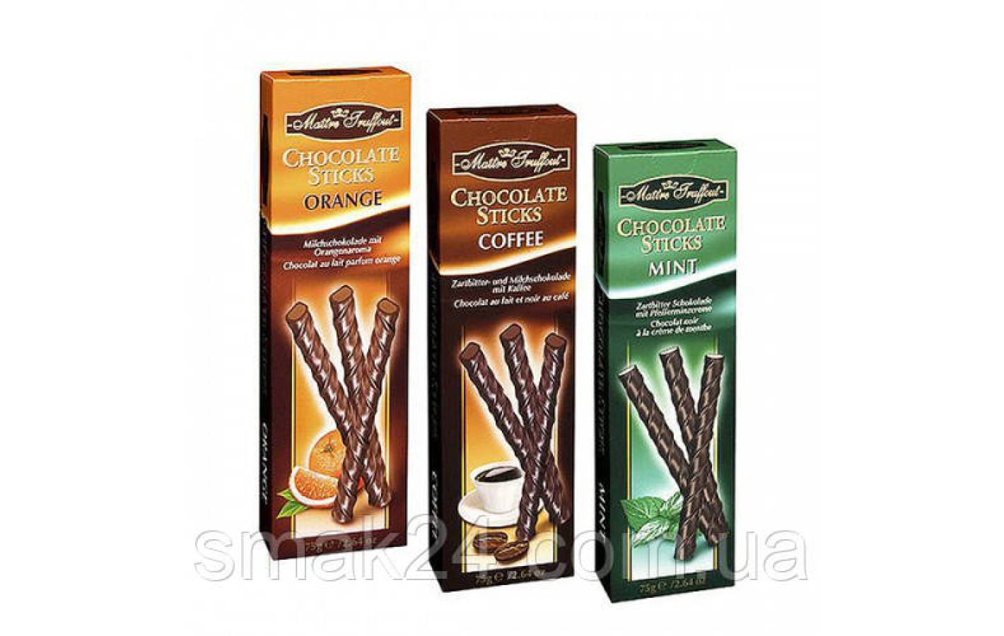 Чорний шоколад з начинкою зі смаком кави Chocolate Sticks Coffee Maitre Truffout , 75 г