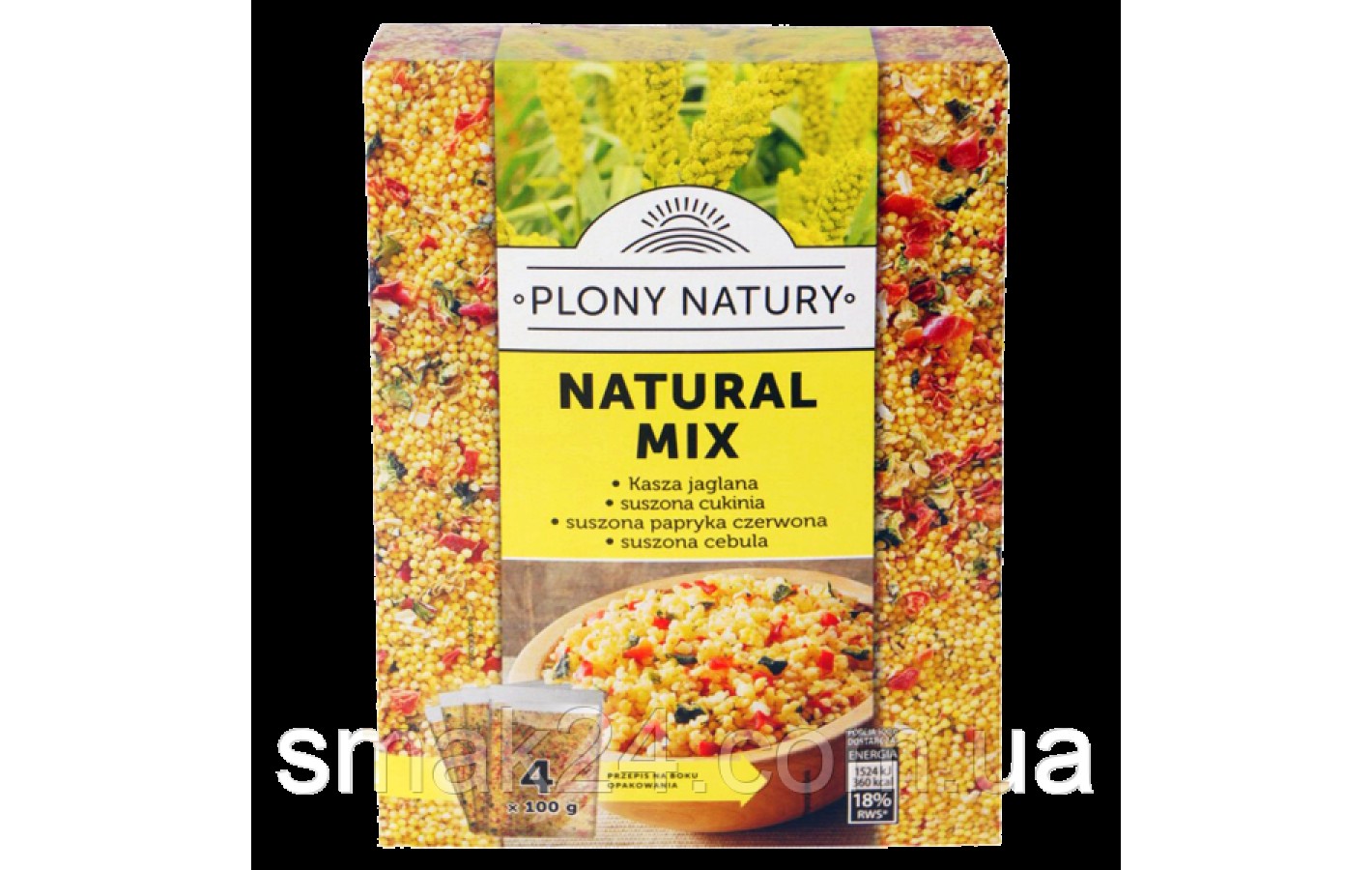 Крупа (каша) пшенная PLONY NATURY МИКС (пшено, цукини, перец (паприка) красный, лук) ( 4х100г) Польша 400Г