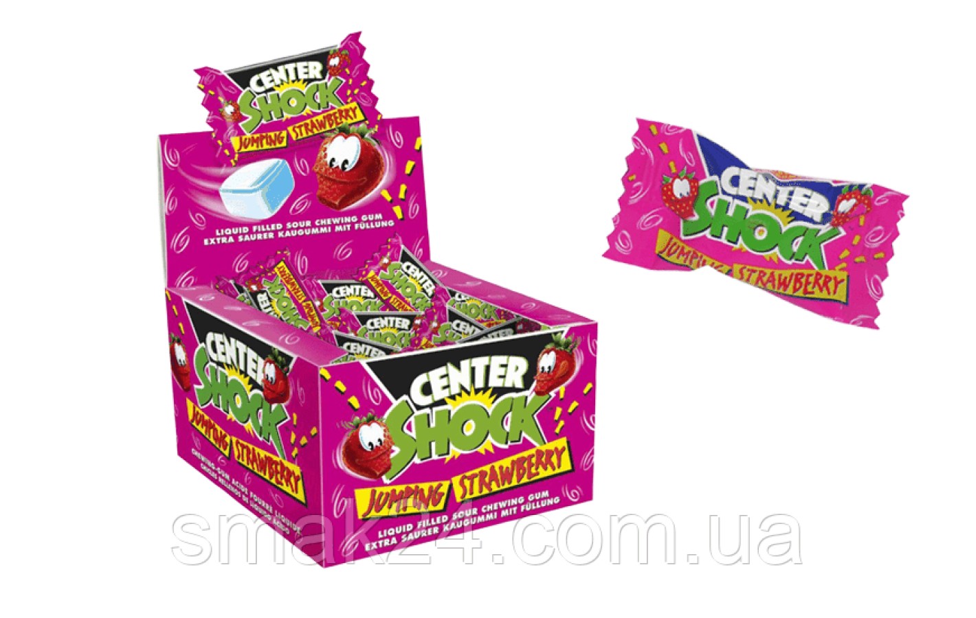 Жувальна гумка Chupa Chups Center Shock strawberry (кисла полуниця) 4 г