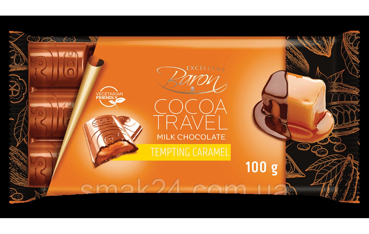 Шоколад молочний з карамеллю COCOA TREVEL Baron Польща, 100 г