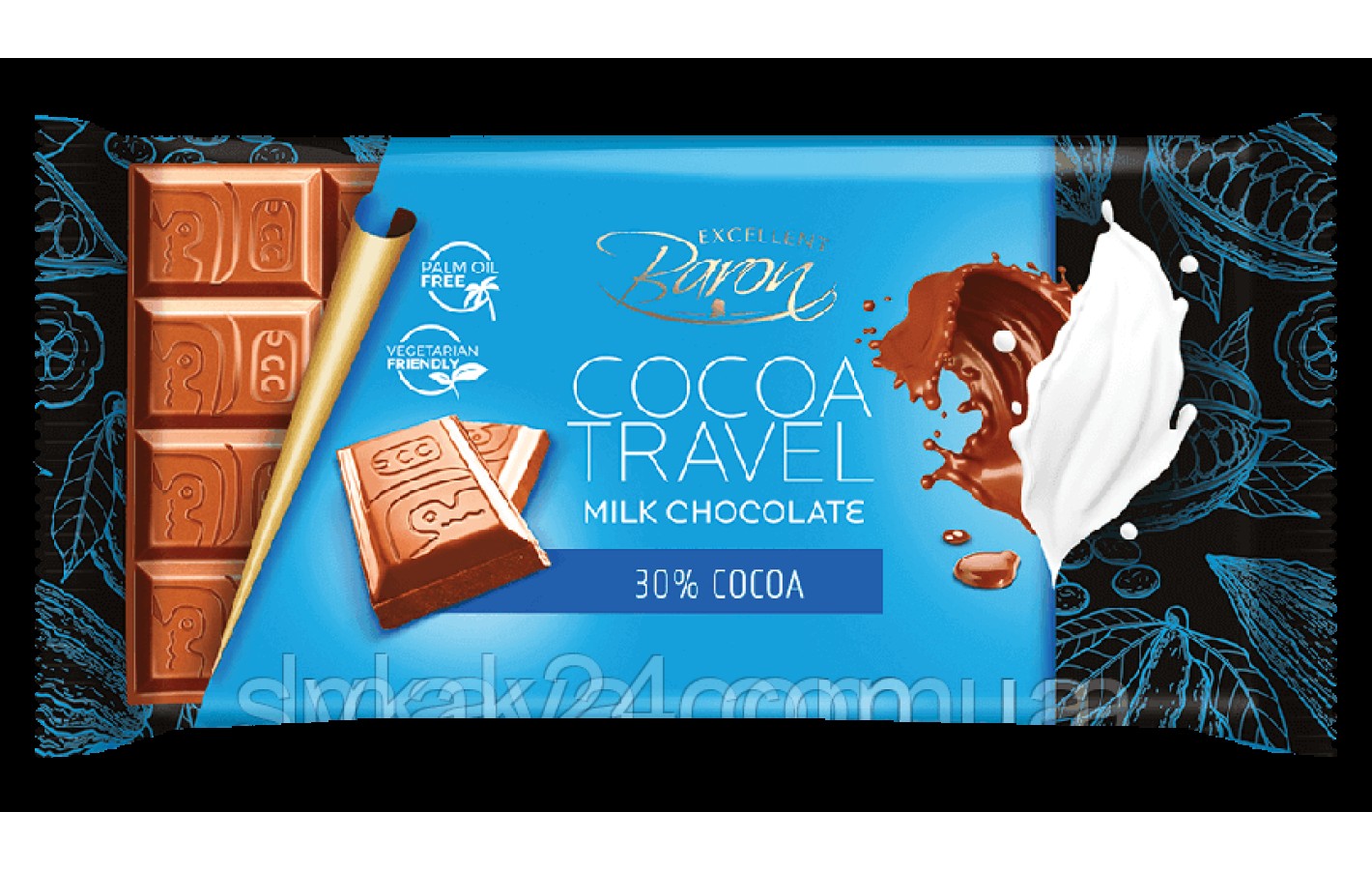 Шоколад молочний COCOA TREVEL 30% какао Baron Польща, 90 г