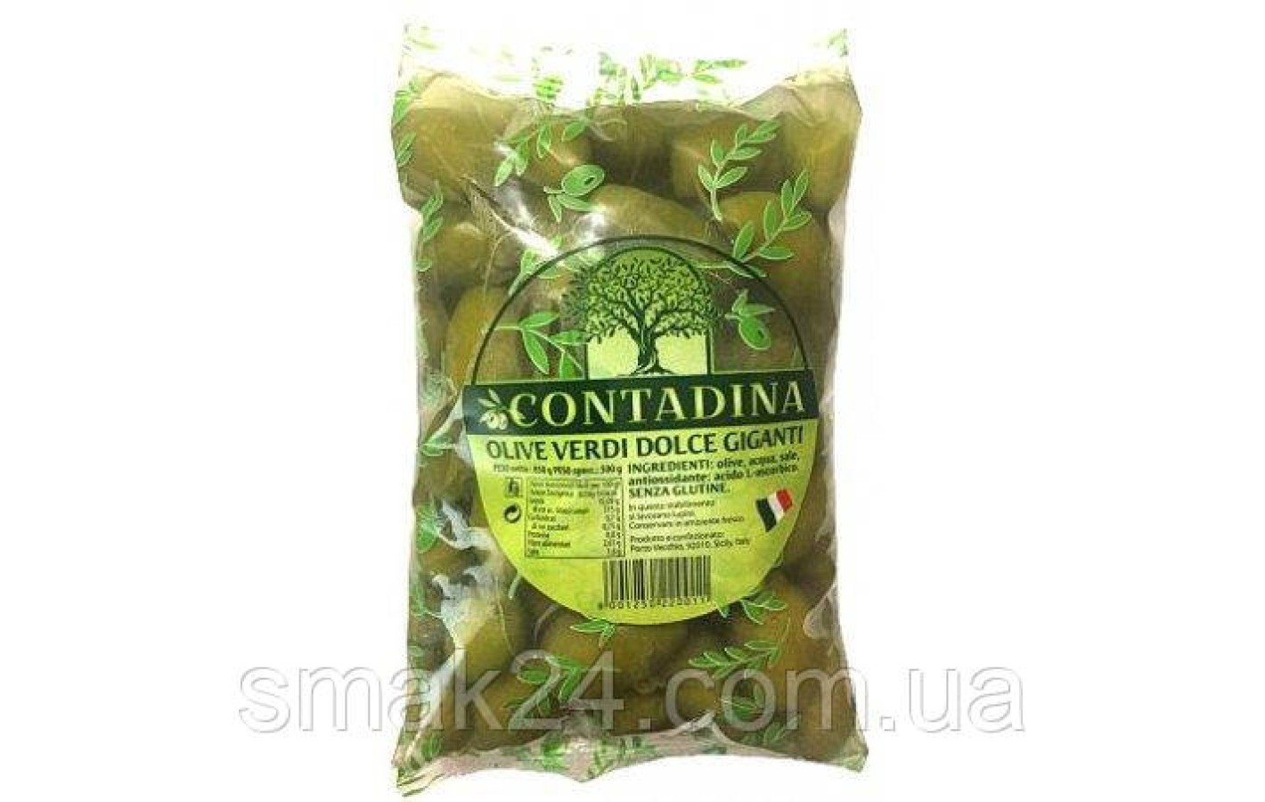 Оливки зеленые Bella Contadina Olive Verdi Dolce Giganti 850г/500г Италия