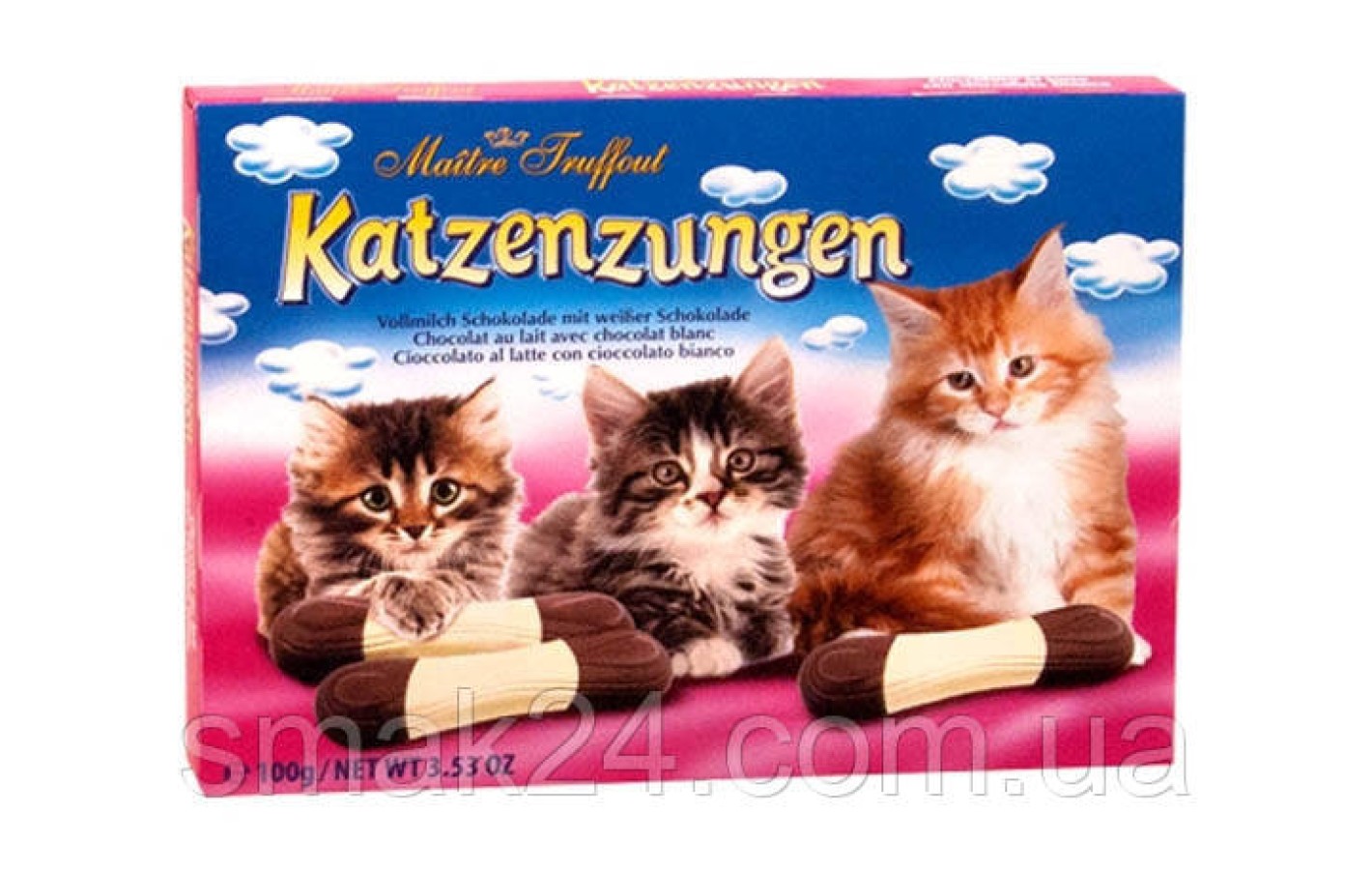 Шоколад молочний фігурний (Кошенята) Katzenzungen Maitre Truffout 100г Австрія