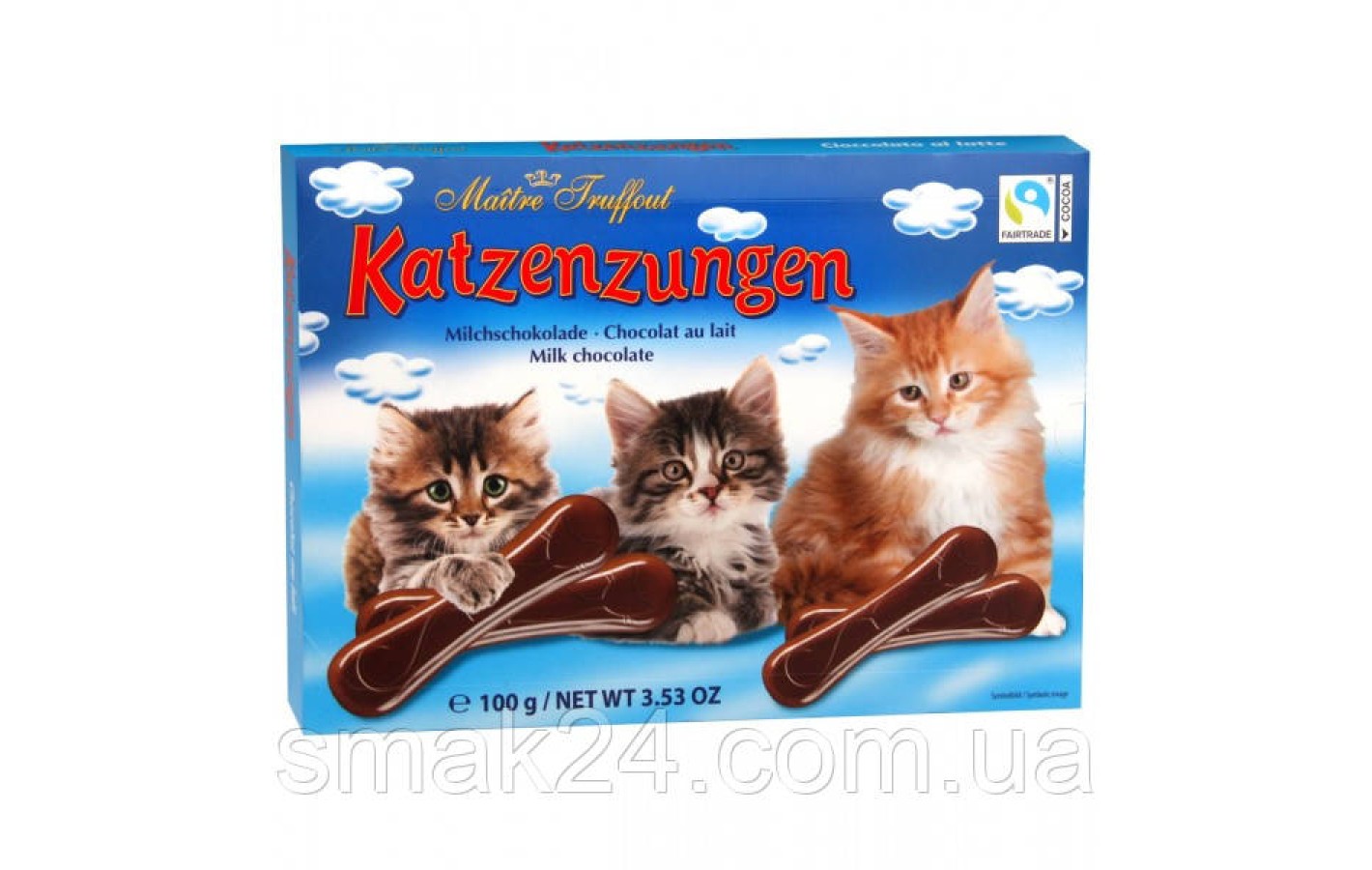 Шоколад молочний фігурний (Кошенята) Katzenzungen Maitre Truffout 100г Австрія