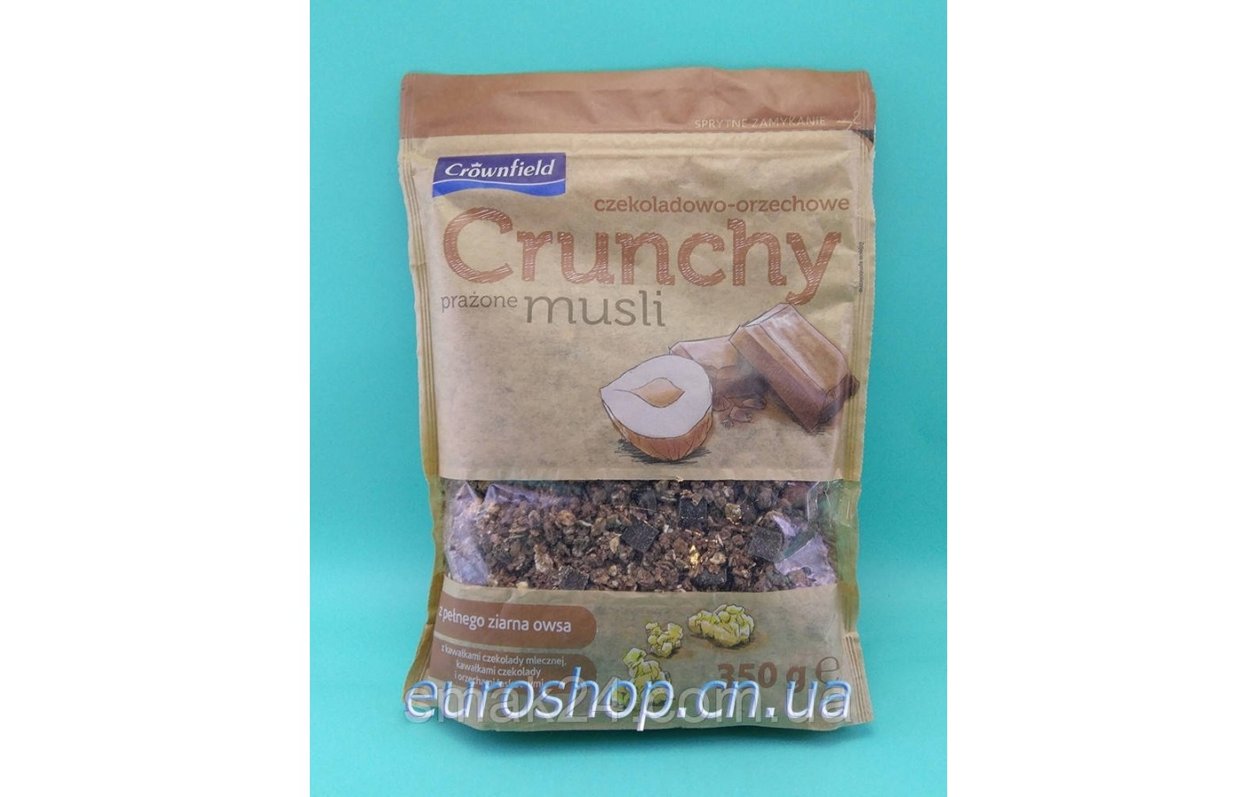 Кранчі (хрусткі мюслі) Crunchy Crownfield з горіхами та шоколадом 350 г