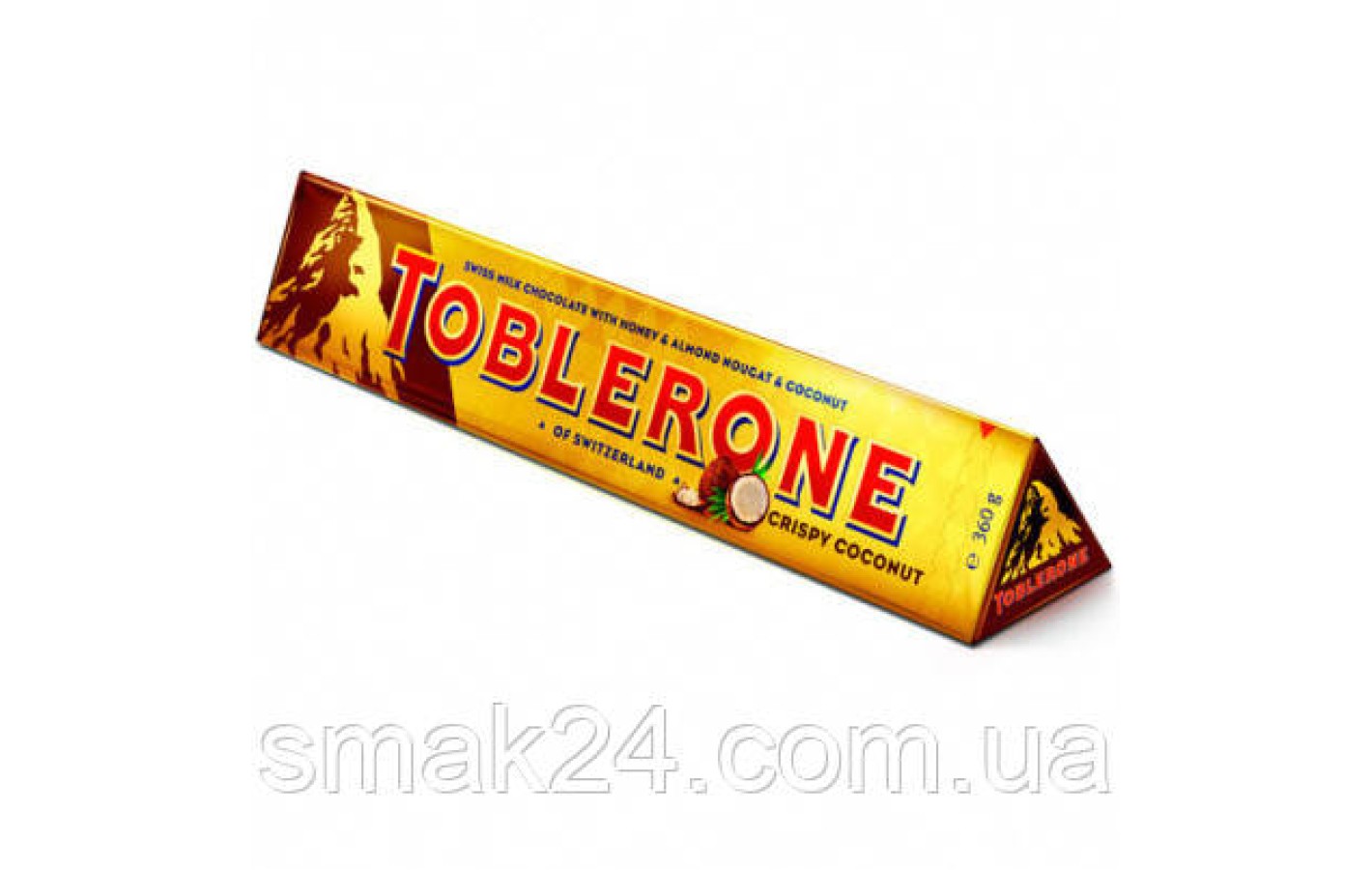 Швейцарський молочний шоколад Tobleron з медом, мигдальної нугою і кокосом 360 г