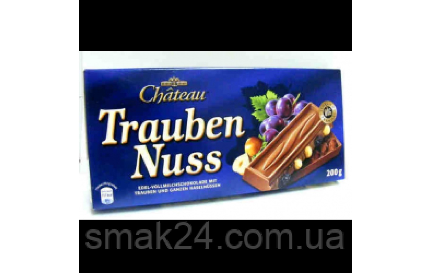 Шоколад молочний з цільним лісовим горіхом та родзинками Feinherb Nuss Chateau Німеччина 200г