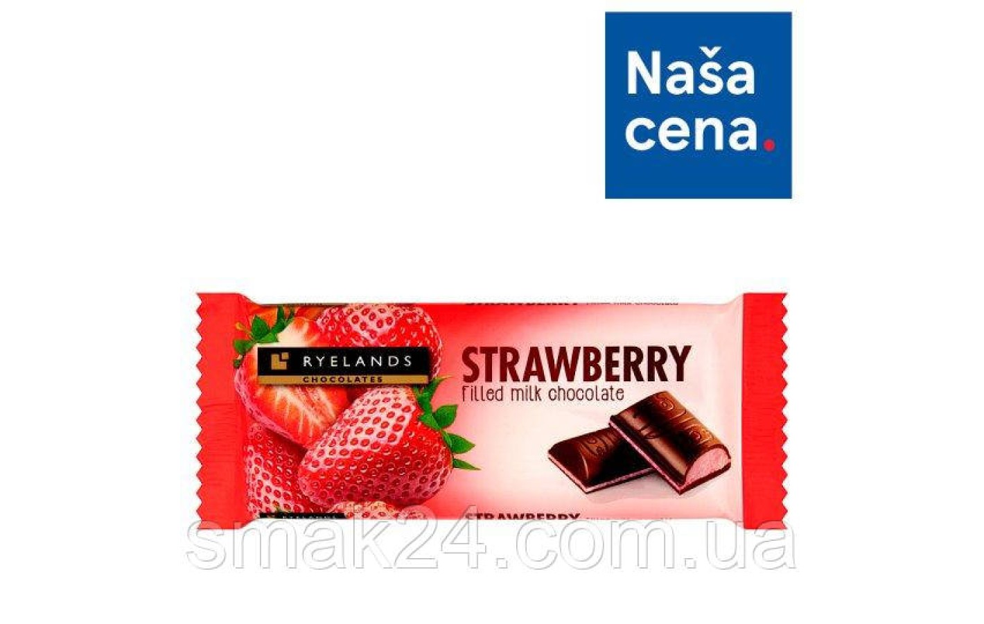 Шоколад молочный с клубничным йогуртом Strawberry Ryelands  100г Словения