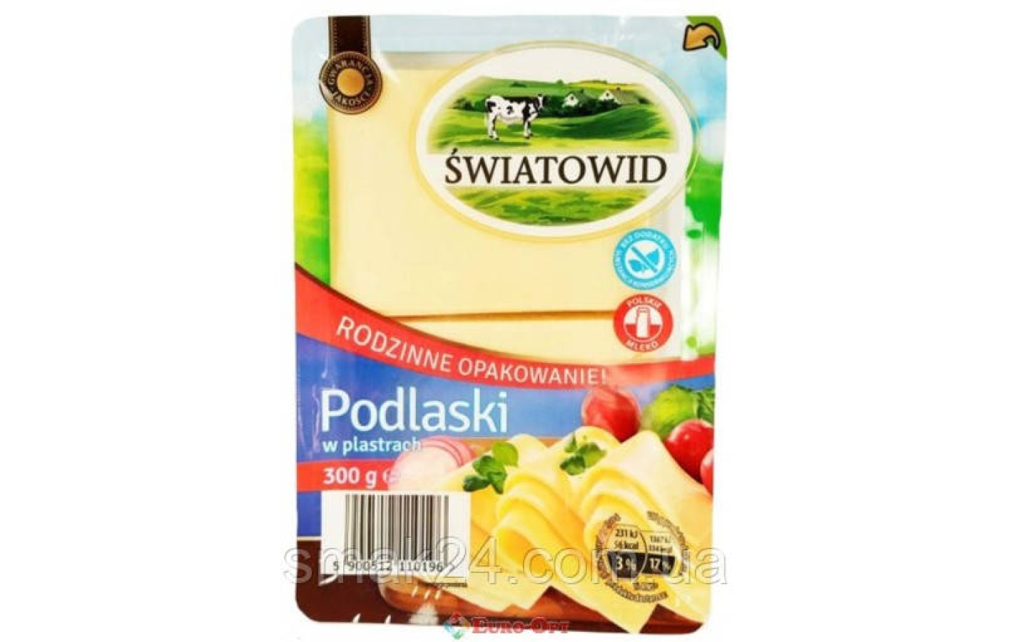 Сир у пластинках Podlaski Swiatowid без консервантів 300 г Польща