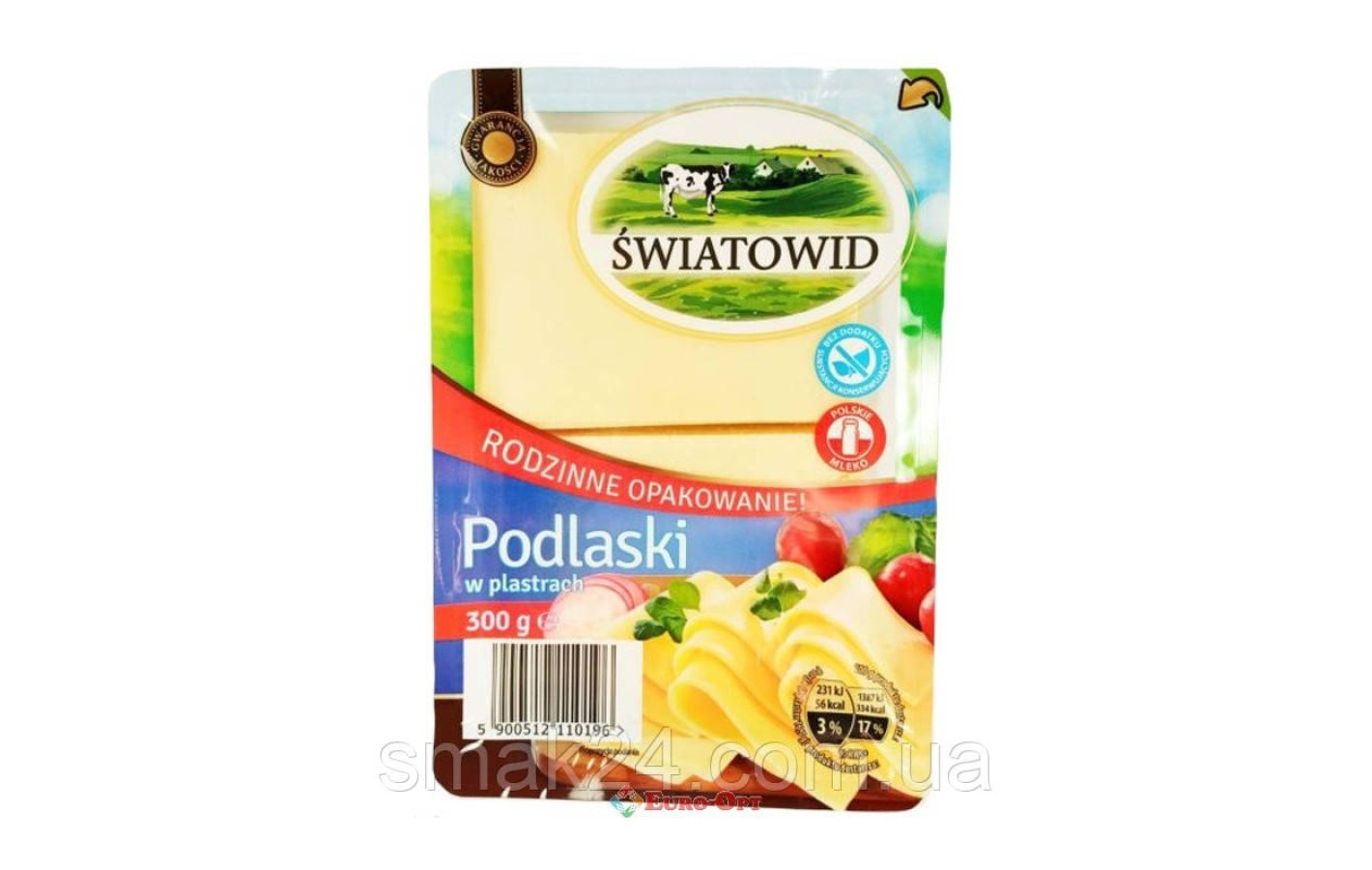 Сир у пластинках Podlaski Swiatowid без консервантів 300 г Польща