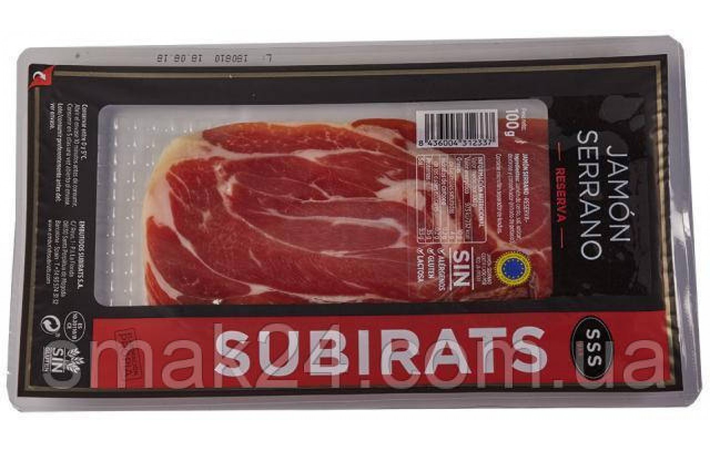 Хамон SUBIRATS JAMON SERRANO нарізка без глютену, 100г Іспанія