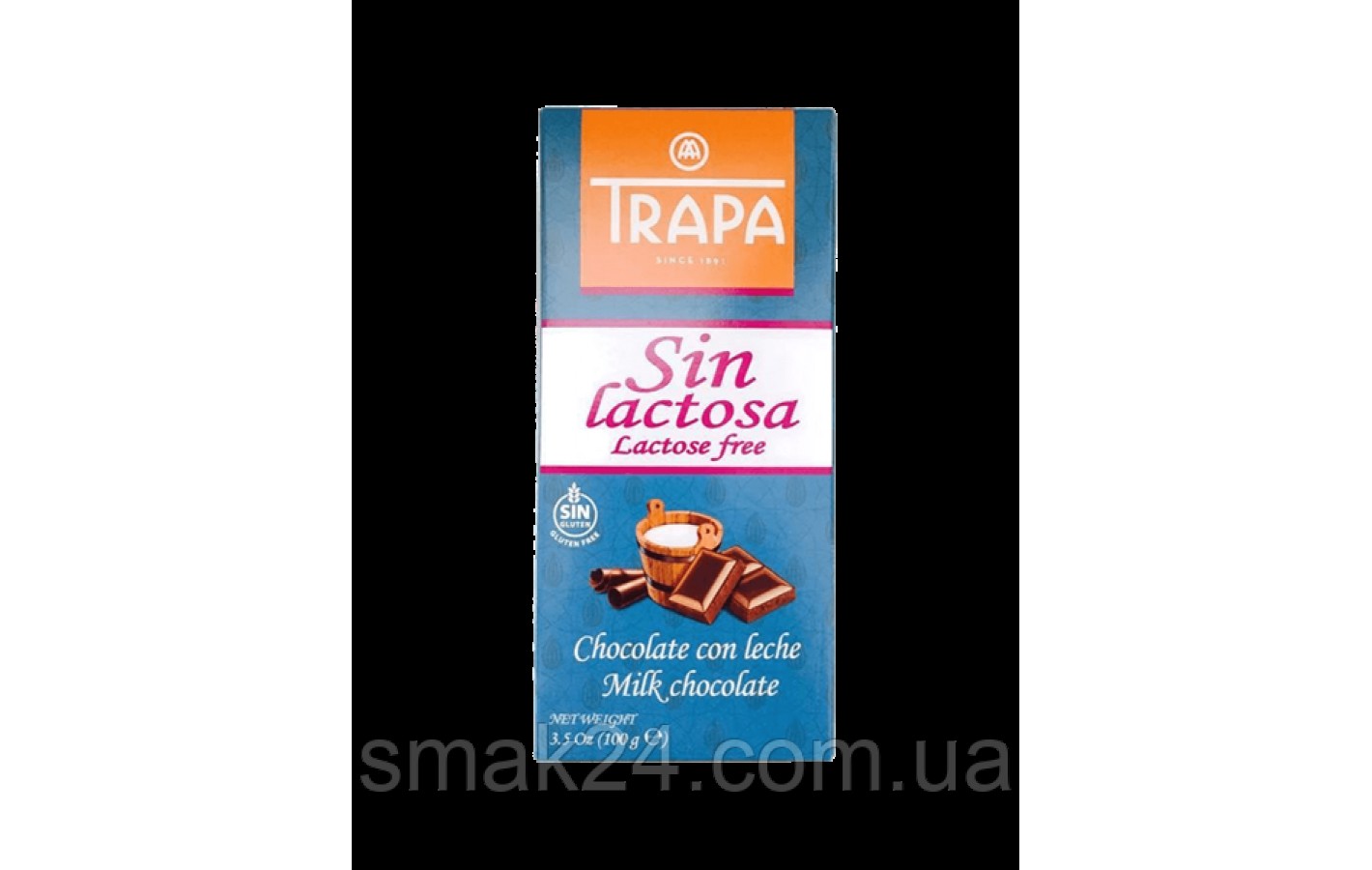 Шоколад молочний без лактози Sin lactosa Trapa 90 г Іспанія