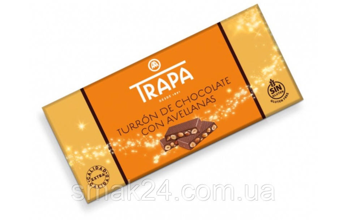 Шоколад молочный без глютена с цельным фундуком Trapa Испания 200г