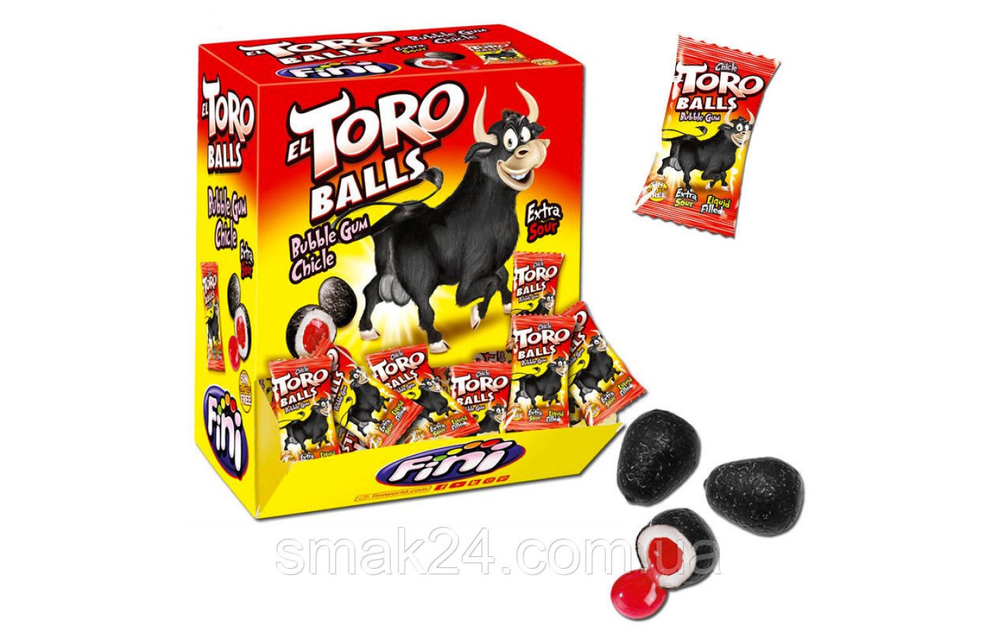 Жувальні цукерки (жуйки) без глютену Fini Toro Balls яйця бика Іспанія 200штх5г