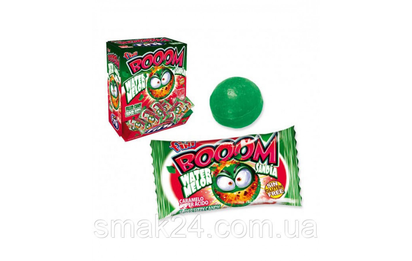 Жевательные конфеты (жвачки) без глютена Fini Water Melon (арбуз кислый) Испания 200штх5г