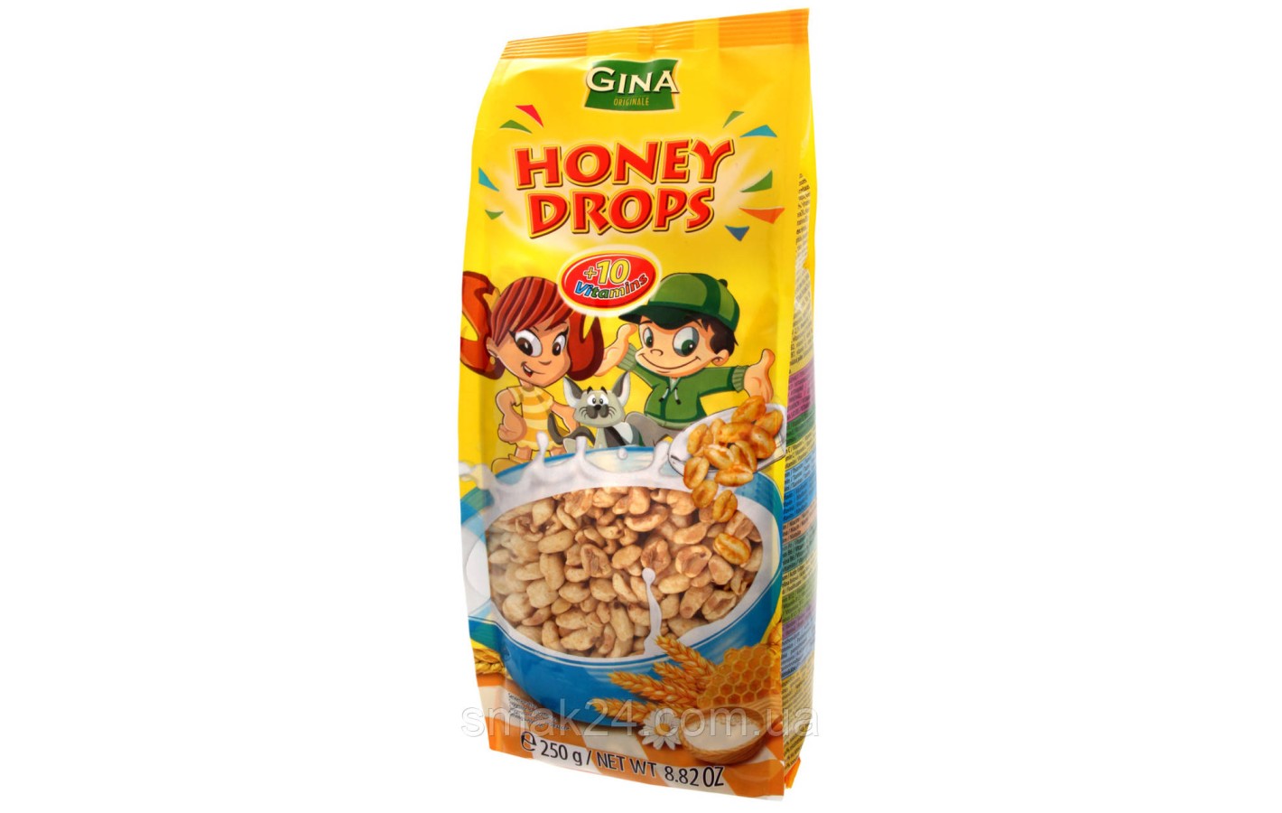 Сухий сніданок Пшеничні Краплі меду + 10 вітамінів Honey Drops Gina 250г Австрія
