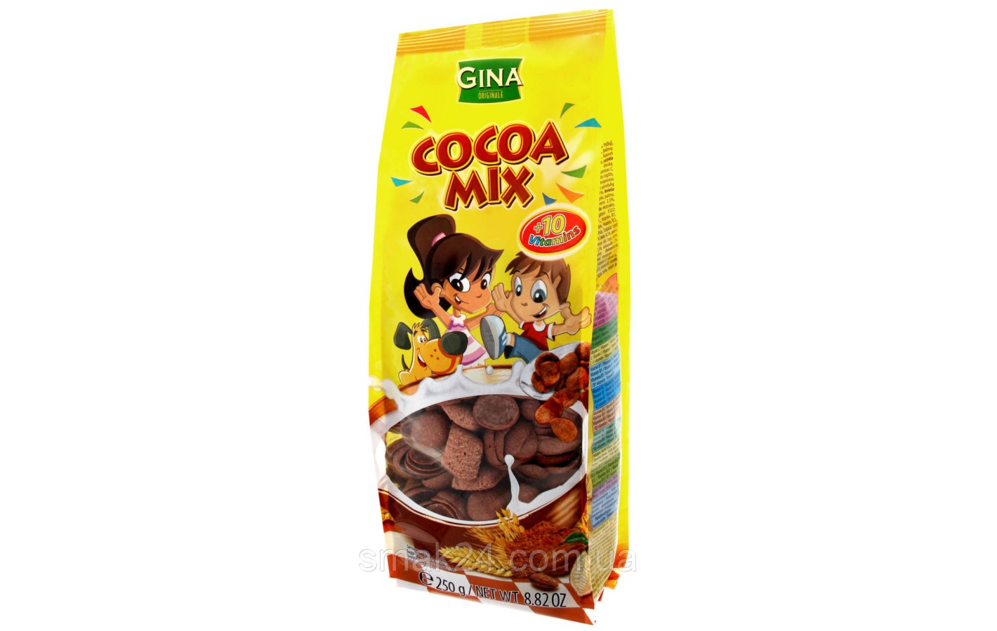 Пластівці з какао і подушками з начинкою зі смаком лісових горіхів Cocoa Mix Gina 250г Австрія