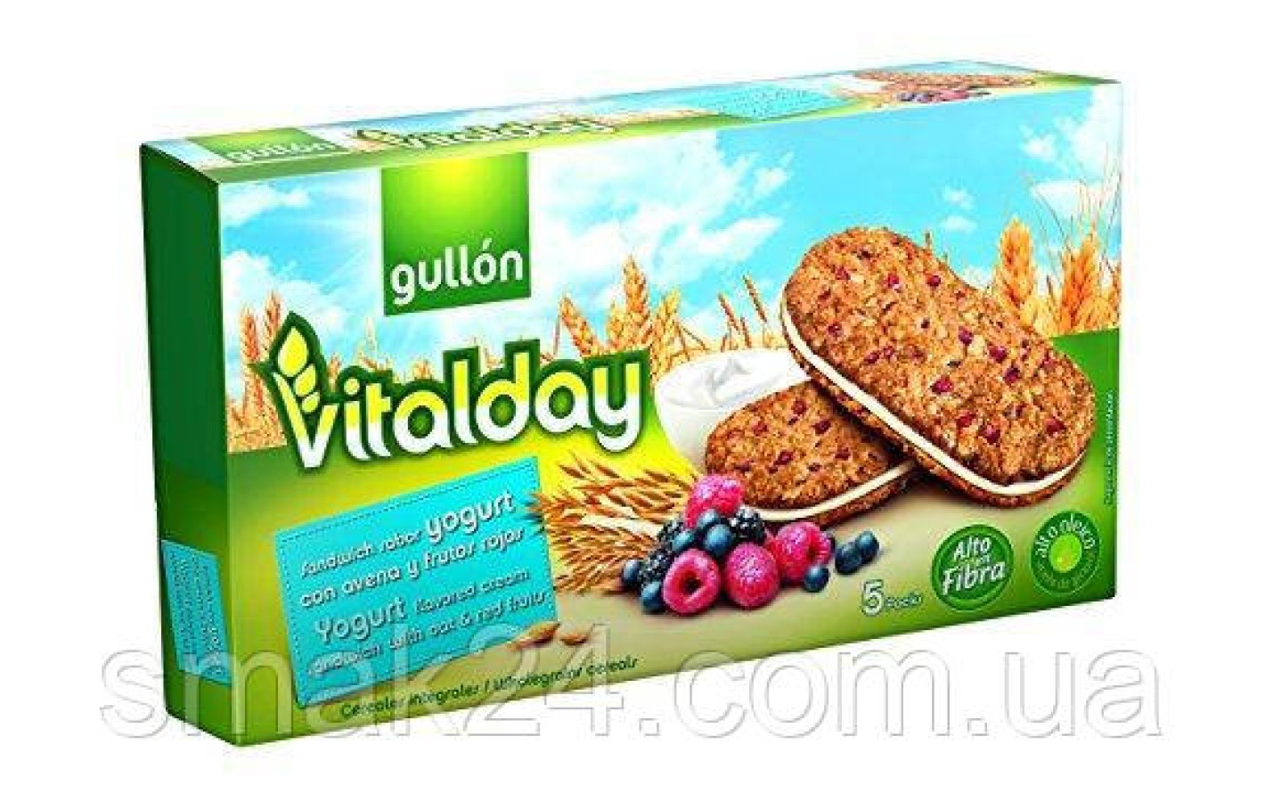 Печенье злаковое с йогуртом и ягодами с содержанием клетчатки Gullon Vitalday 220гр (5х44г)  Испания