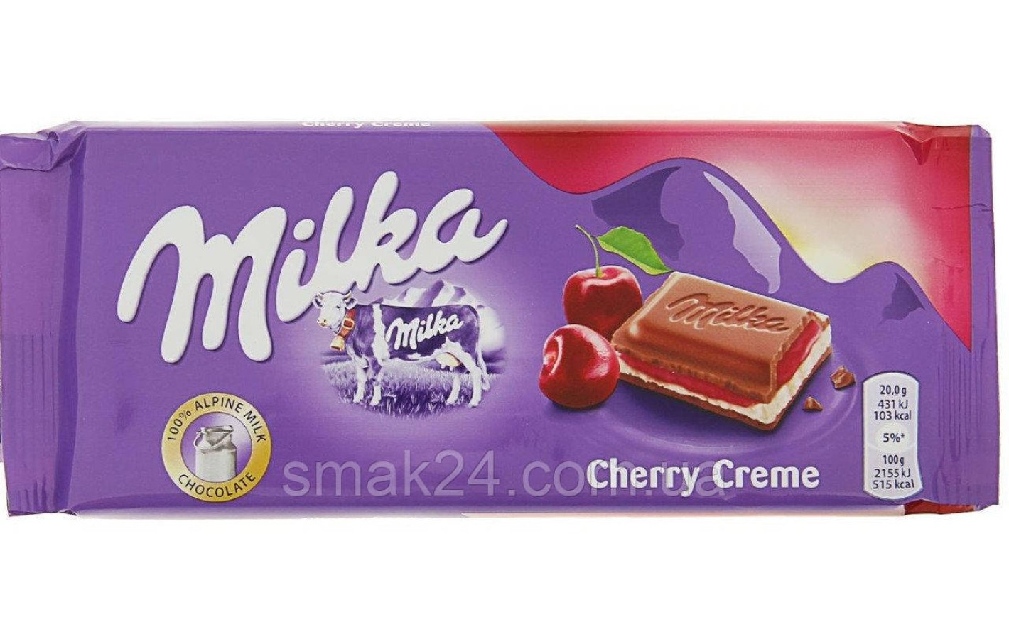Шоколад Milka Cherry Creme (Вишневый крем) Швейцария 100г