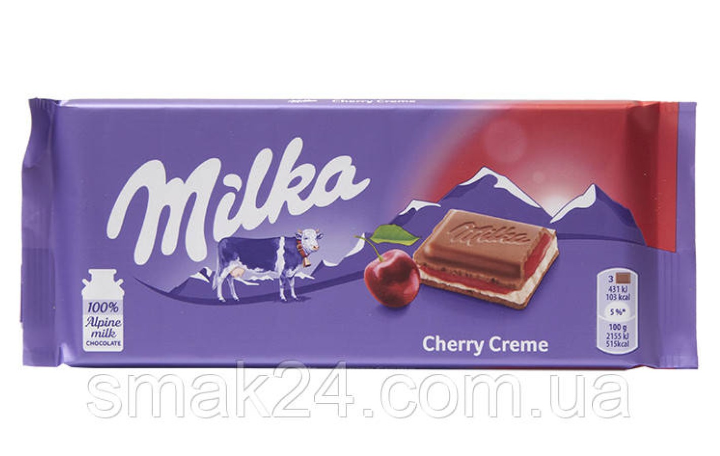 Шоколад Milka Cherry Creme (Вишневый крем) Швейцария 100г