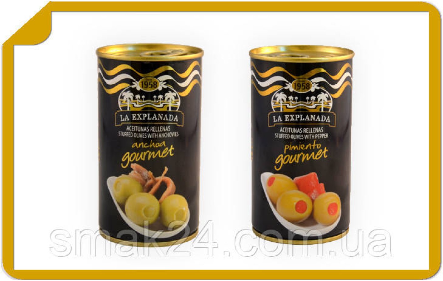 Оливки зеленые фаршированные анчоусом Olives with Anchovies La Explanada 1400г / 700г Испания